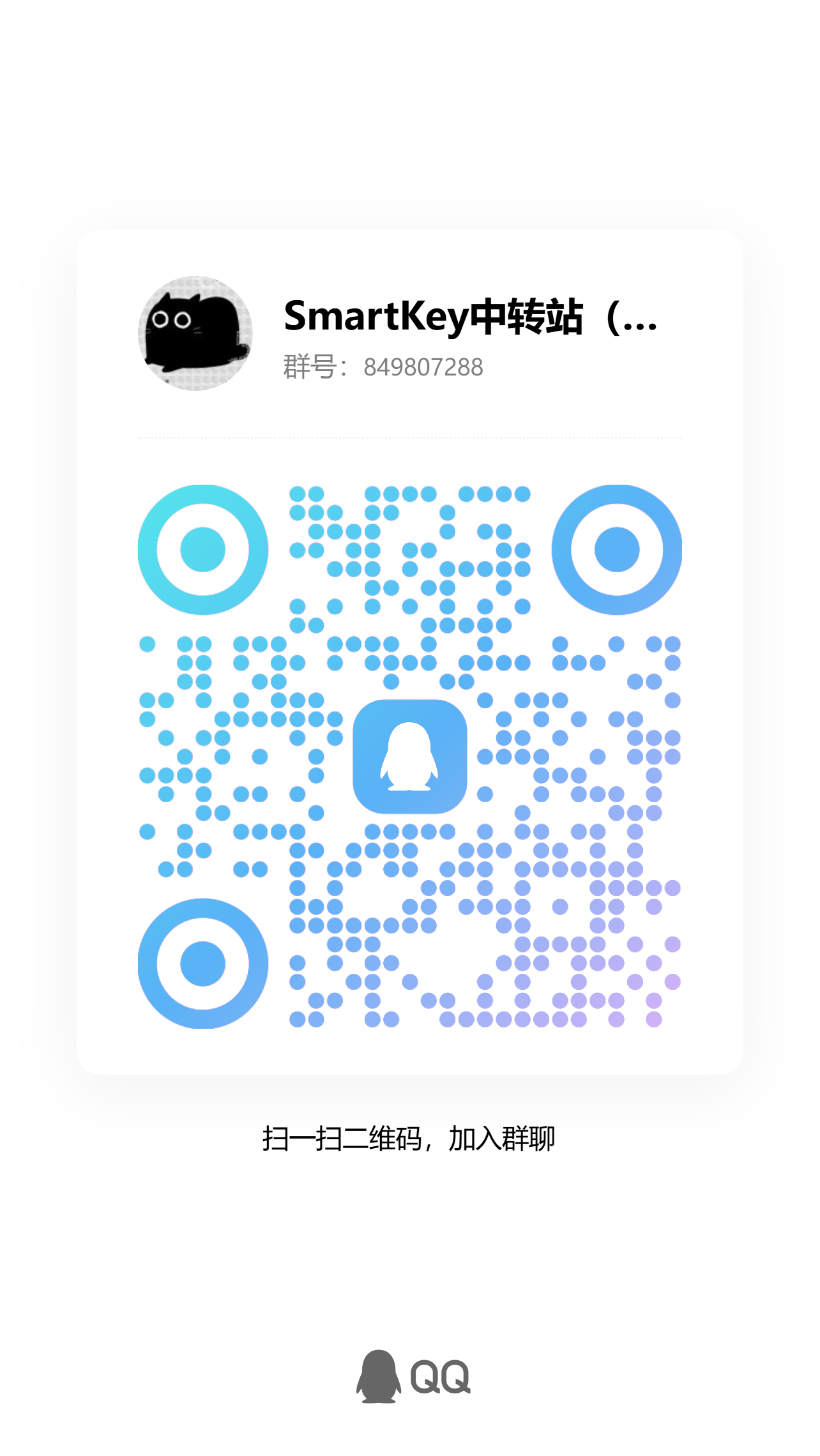 SmartKey QQ群二维码，群号 849807288
